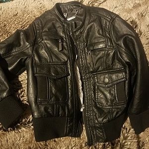 Moto Bomber Jacket Faux Leather Boys Size 5T